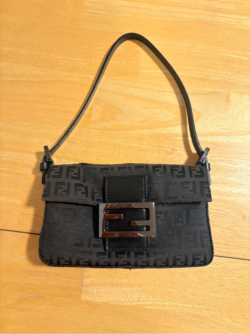 Fendi Zucca FF Logo Mini Baguette Bag
